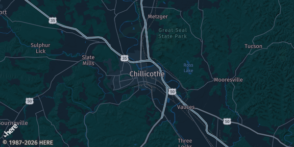 Map of Chillicothe, OH. The exact address of this venue is not known, so the map shows the area rather than a specific building.