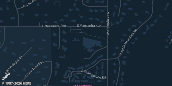 Map showing Catalina Foothills High School in Tucson, AZ.