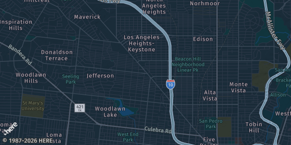 Map of San Antonio, TX. The exact address of The Shops at Bandera Road is not known, so the map shows the area rather than a specific building.