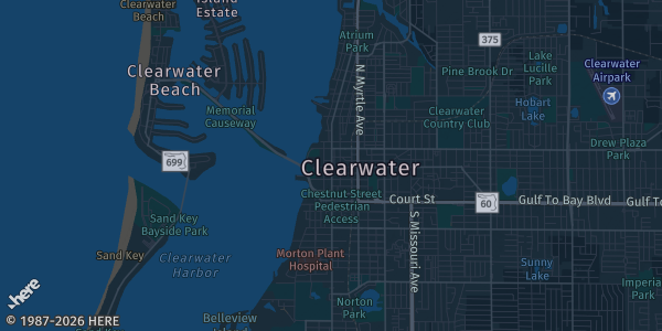 Map of Clearwater, FL. The exact address of Banquet Masters is not known, so the map shows the area rather than a specific building.