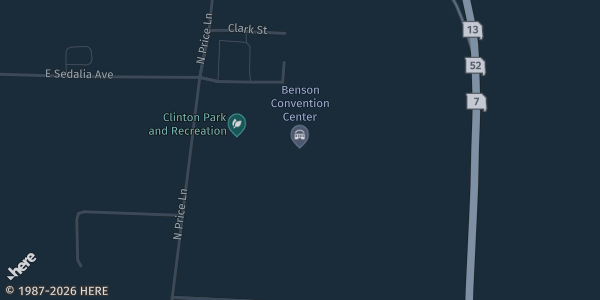 Map showing the venue in Clinton, MO.