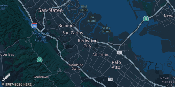 Map of Redwood City, CA. The exact address of this venue is not known, so the map shows the area rather than a specific building.