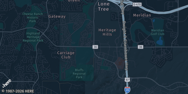 Map of Lone Tree, CO. The exact address of Marriott Denver South is not known, so the map shows the area rather than a specific building.