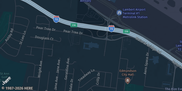 Map showing Marriott St Louis Airport in St. Louis, MO.