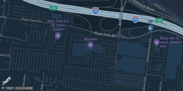 Map showing Marriott St. Louis Airport in St. Louis, MO.