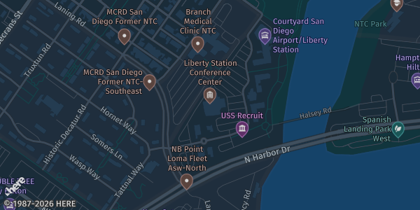Map showing Liberty Station Conference Center in San Diego, CA.