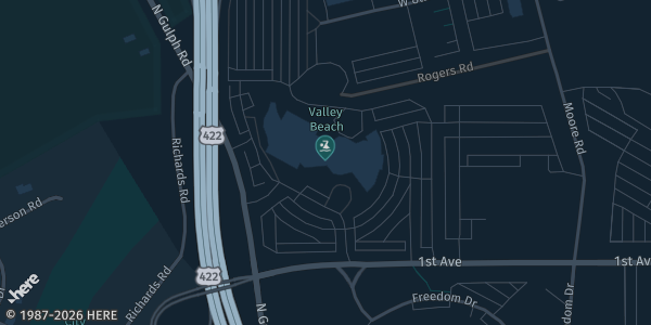 Map showing Valley Forge Casino Resort in Prussia, PA.
