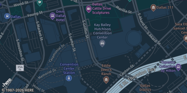 Map showing Kay Bailey Hutchison Convention Center, 650 S Griffin St (Dallas, TX) in Dallas, TX.