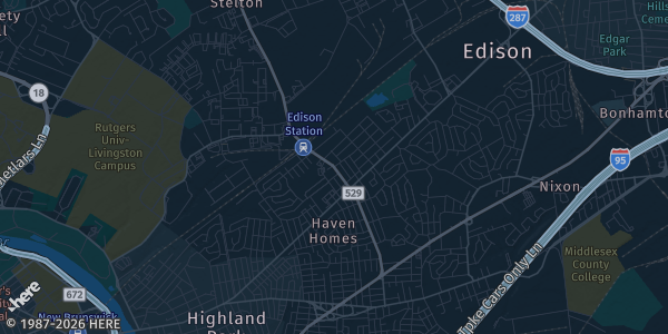 Map of Edison, NJ. The exact address of New Jersey Convention & Exposition Center is not known, so the map shows the area rather than a specific building.