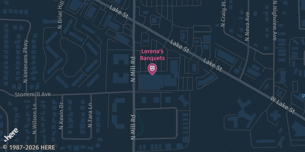 Map showing Lorenas Banquets in Addison, IL.