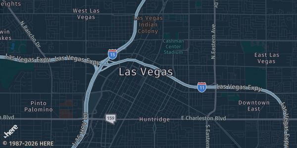 Map of Las Vegas, NV. The exact address of The Orleans Hotel & Casino is not known, so the map shows the area rather than a specific building.