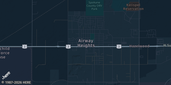 Map of Airway Heights, WA. The exact address of Northern Quest Resort & Casino is not known, so the map shows the area rather than a specific building.