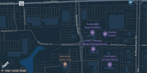 Map showing 1100 EventZ in Schaumburg, IL.