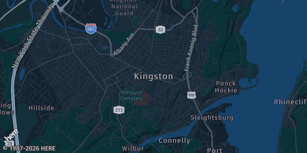 Map of Kingston, NY. The exact address of Best Western Plus is not known, so the map shows the area rather than a specific building.