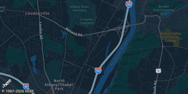 Map of Menands, NY. The exact address of Capital District Regional Market - Farmers Market is not known, so the map shows the area rather than a specific building.