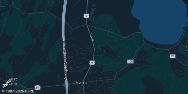 Map of Malta, NY. The exact address of Malta Drive-In Theatre is not known, so the map shows the area rather than a specific building.