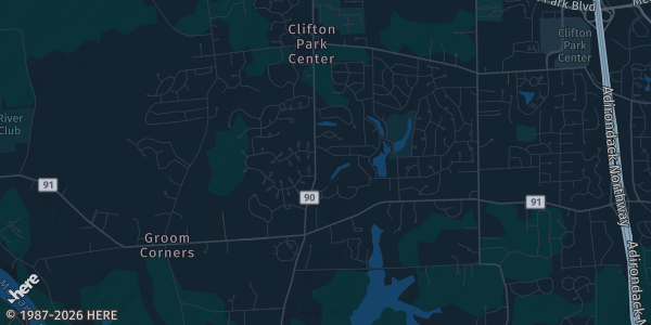 Map of Clifton Park, NY. The exact address of Clifton Park Center is not known, so the map shows the area rather than a specific building.