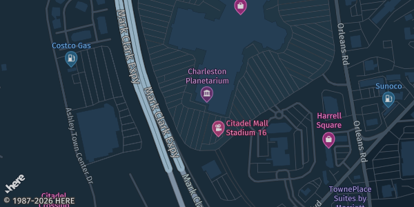 Map showing Citadel Mall in Charleston, SC.
