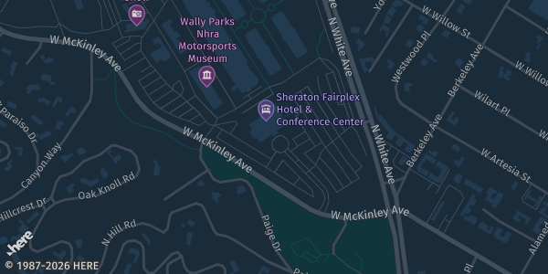 Map showing Fairplex in Pomona, CA.