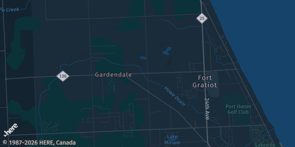 Map of Fort Gratiot, MI. The exact address of The Birchwood Mall is not known, so the map shows the area rather than a specific building.
