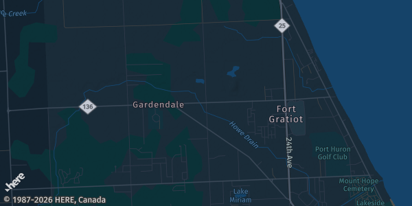 Map of Fort Gratiot, MI. The exact address of The Birchwood Mall is not known, so the map shows the area rather than a specific building.