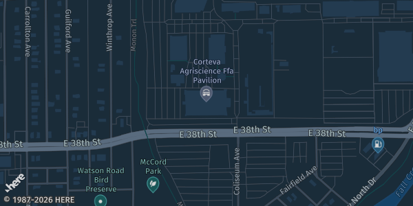 Map showing Indiana State Fairgrounds in Indianapolis, IN.