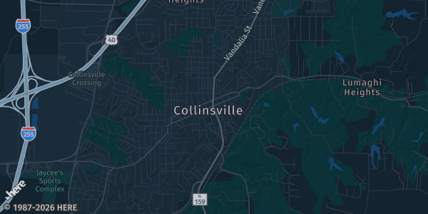 Map of Collinsville, IL. The exact address of The Crossings Church Collinsville is not known, so the map shows the area rather than a specific building.