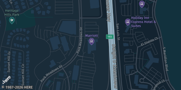 Map showing Marriott Denver South at Park Meadows in Lone Tree, CO.