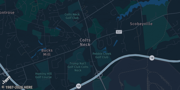 Map of Colts Neck, NJ. The exact address of Colts Neck Fire Department is not known, so the map shows the area rather than a specific building.
