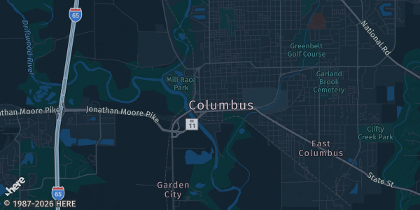 Map of Columbus, IN. The exact address of Bartholomew County Fairgrounds is not known, so the map shows the area rather than a specific building.