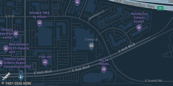 Map showing Ontario Convention Center in Ontario, CA.
