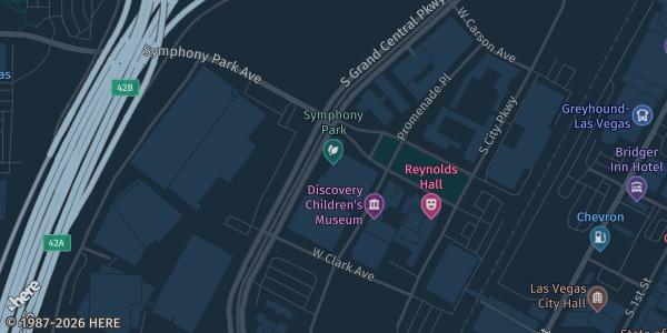 Map showing AC Hotel Las Vegas Symphony Park in Las Vegas, NV.