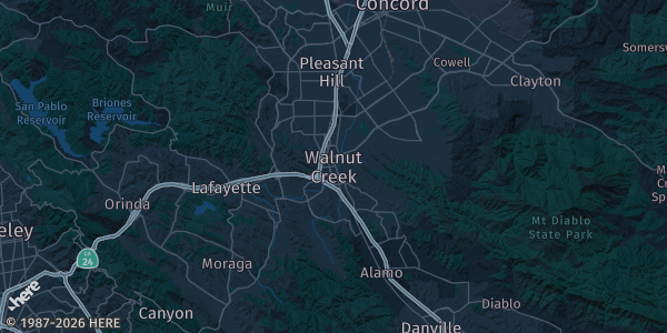 Map of Walnut Creek, CA. The exact address of Elks Lodge - Walnut Creek is not known, so the map shows the area rather than a specific building.