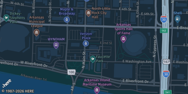 Map showing the venue in Little Rock, AR.