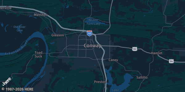 Map of Conway, AR. The exact address of this venue is not known, so the map shows the area rather than a specific building.