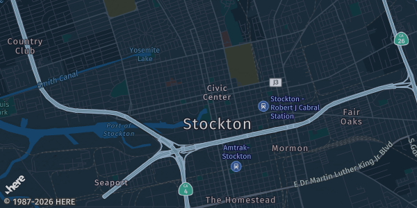 Map of Stockton, CA. The exact address of Best Western Plus Heritage Inn is not known, so the map shows the area rather than a specific building.