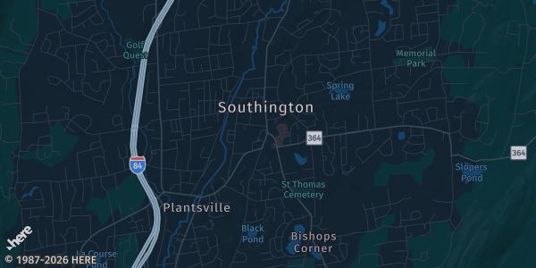 Map of Southington, CT. The exact address of 975 Meriden Waterbury Turnpike Southington is not known, so the map shows the area rather than a specific building.