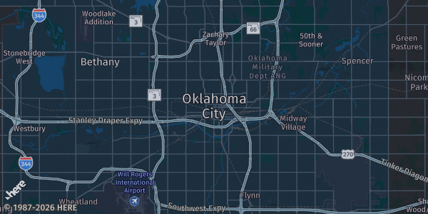 Map of Oklahoma City, OK. The exact address of Cosmic Collectibles is not known, so the map shows the area rather than a specific building.