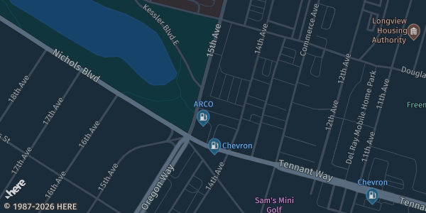 Map showing AWPPW Hall in Longview, WA.