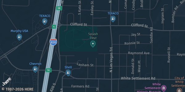 Map of White Settlement, TX. The exact address of White Settlement Event Center is not known, so the map shows the area rather than a specific building.