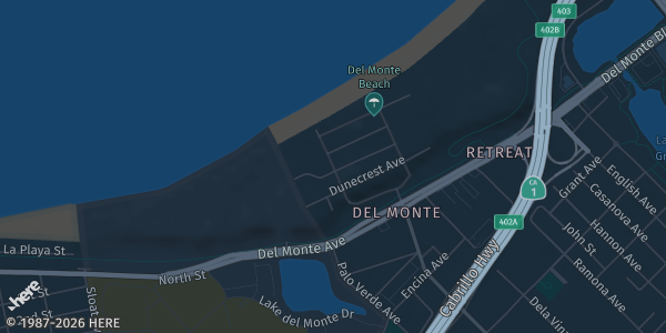 Map showing Monterey Beach Hotel in Monterey, CA.
