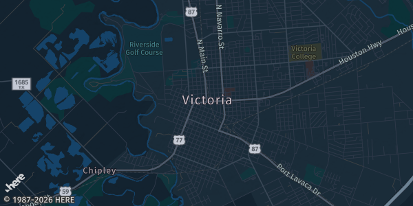 Map of Victoria, TX. The exact address of Z Venue Suite 200 is not known, so the map shows the area rather than a specific building.