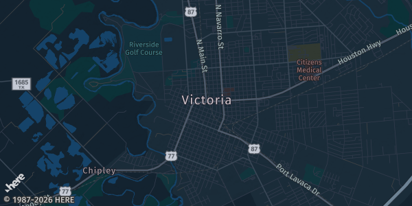 Map of Victoria, TX. The exact address of Z Venue Suite 200 is not known, so the map shows the area rather than a specific building.