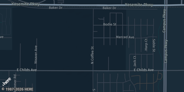 Map showing Hilton Garden Inn Merced in Merced, CA.