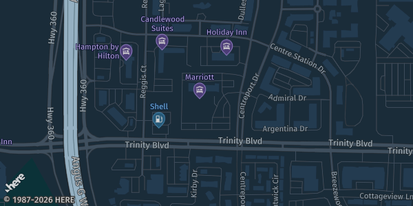 Map showing Marriott DFW Airport South in Fort Worth, TX.