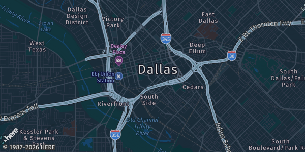 Map of Dallas, TX. The exact address of Allen Event Center & Marriott (Allen, TX — ~30 min north of Dallas) is not known, so the map shows the area rather than a specific building.