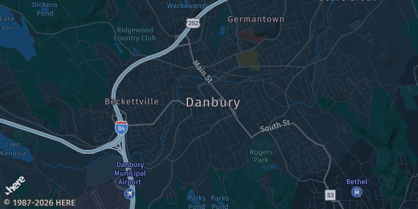 Map of Danbury, CT. The exact address of 2 Shalvoys Ln. is not known, so the map shows the area rather than a specific building.