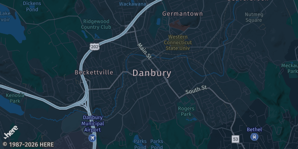 Map of Danbury, CT. The exact address of 2 Shalvoys Ln. is not known, so the map shows the area rather than a specific building.