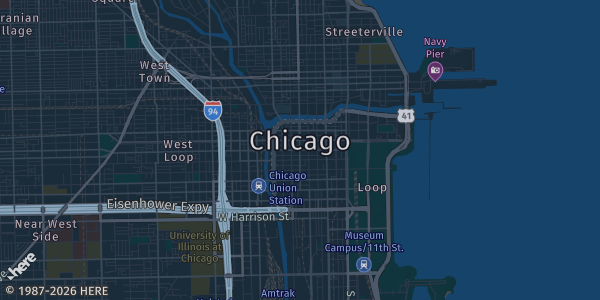 Map of Chicago, IL. The exact address of Marriott Chicago O'Hare is not known, so the map shows the area rather than a specific building.