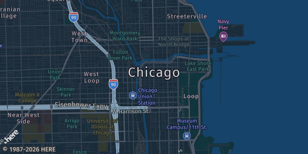 Map of Chicago, IL. The exact address of Marriott Chicago O'Hare is not known, so the map shows the area rather than a specific building.